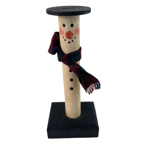 Vintage Handmade Wooden Painted Snowman Folk Art Country Christmas Decor 5.5" - Picture 2 of 8
